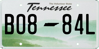 TN license plate B0884L