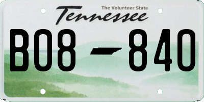 TN license plate B0884O