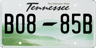 TN license plate B0885B