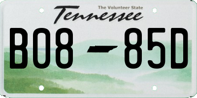TN license plate B0885D