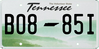 TN license plate B0885I