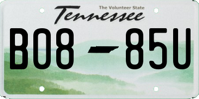 TN license plate B0885U