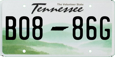 TN license plate B0886G
