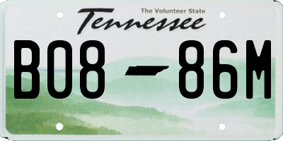 TN license plate B0886M