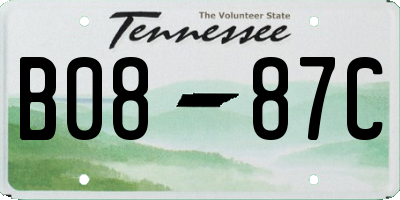 TN license plate B0887C