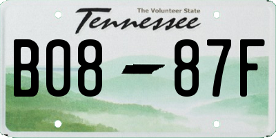 TN license plate B0887F