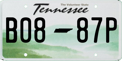TN license plate B0887P