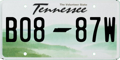TN license plate B0887W