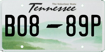 TN license plate B0889P