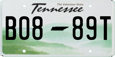 TN license plate B0889T