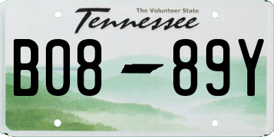 TN license plate B0889Y