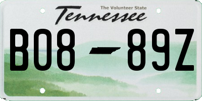 TN license plate B0889Z