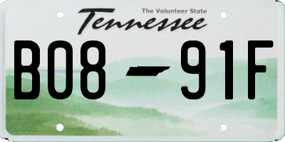 TN license plate B0891F