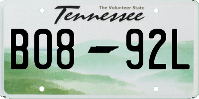 TN license plate B0892L