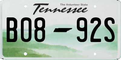 TN license plate B0892S
