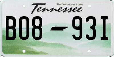 TN license plate B0893I