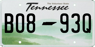 TN license plate B0893Q