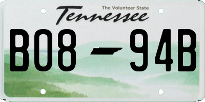 TN license plate B0894B