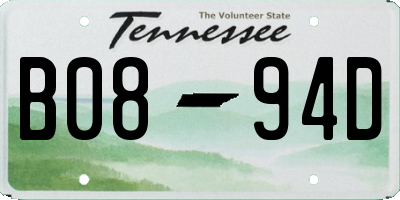 TN license plate B0894D