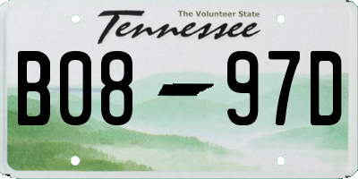 TN license plate B0897D