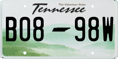 TN license plate B0898W
