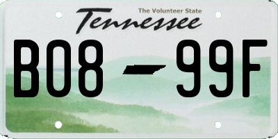 TN license plate B0899F