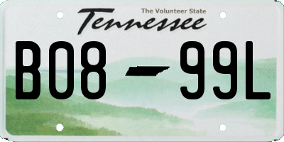 TN license plate B0899L