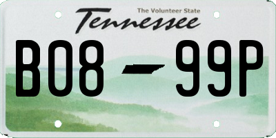 TN license plate B0899P