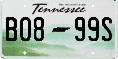 TN license plate B0899S