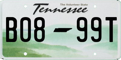 TN license plate B0899T