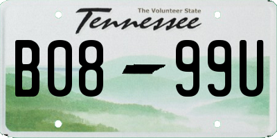 TN license plate B0899U