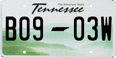 TN license plate B0903W
