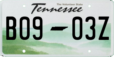 TN license plate B0903Z