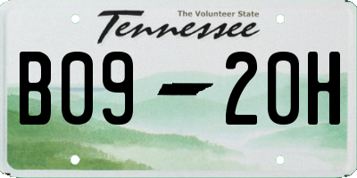 TN license plate B0920H