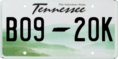 TN license plate B0920K