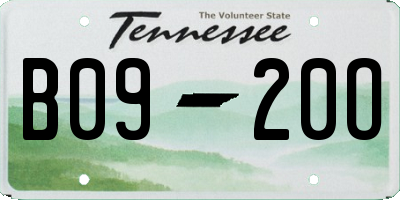 TN license plate B0920O