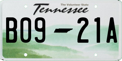 TN license plate B0921A