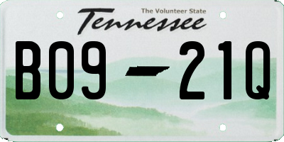 TN license plate B0921Q