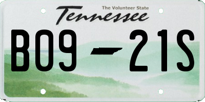 TN license plate B0921S