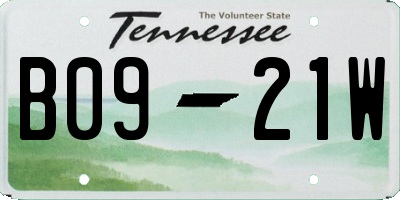 TN license plate B0921W
