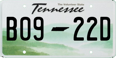 TN license plate B0922D