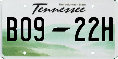 TN license plate B0922H