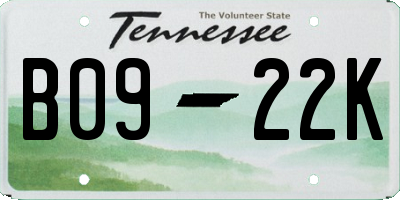 TN license plate B0922K
