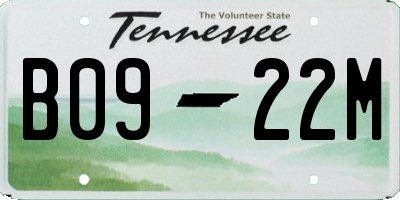 TN license plate B0922M