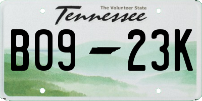 TN license plate B0923K