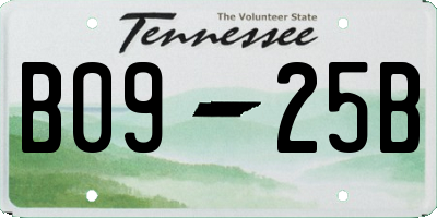 TN license plate B0925B