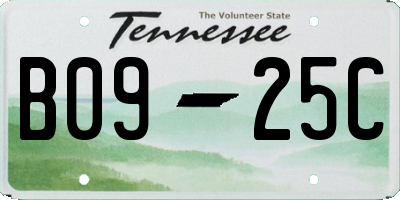 TN license plate B0925C