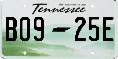 TN license plate B0925E