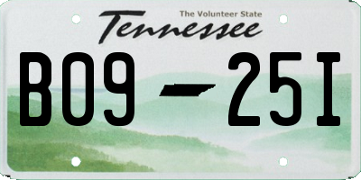 TN license plate B0925I