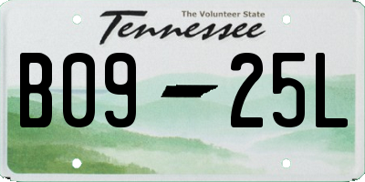 TN license plate B0925L